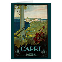 Vintage Travel Poster, Isle of Capri, Italy Cards