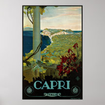 Vintage Travel Poster, Isle of Capri, Italy Italia