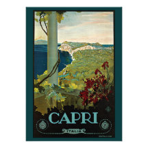 Vintage Travel Poster, Isle of Capri, Italy Italia Cards