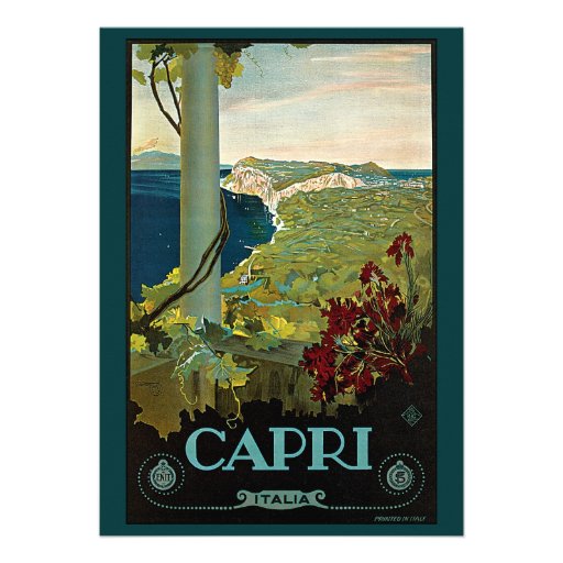Vintage Travel Poster, Isle of Capri, Italy Italia Cards