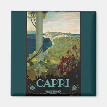 Vintage Travel Poster, Isle of Capri, Italy Italia Magnet