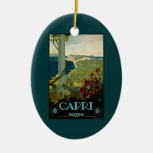 Vintage Travel Poster, Isle of Capri, Italy Italia Christmas Tree Ornament