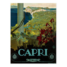 Vintage Travel Poster, Isle of Capri, Italy Italia Post Cards