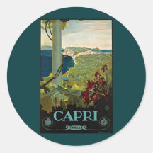 Vintage Travel Poster, Isle of Capri, Italy Italia Stickers