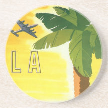 Vintage Travel Poster, Los Angeles, California Drink Coaster