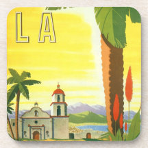 Vintage Travel Poster, Los Angeles, California Coaster