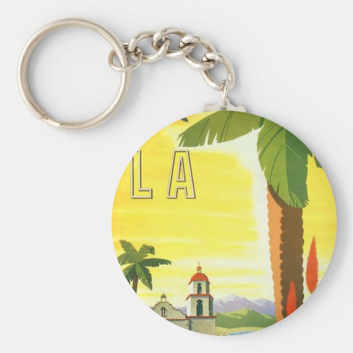 Vintage Travel Poster, Los Angeles, California Key Chains