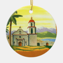 Vintage Travel Poster, Los Angeles, California Christmas Ornament