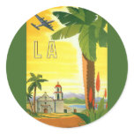 Vintage Travel Poster, Los Angeles, California Round Sticker
