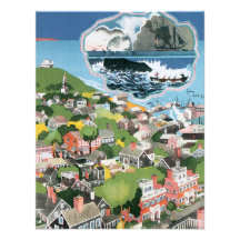 Vintage Travel Poster, Map of Nantucket Island Personalized Announcements