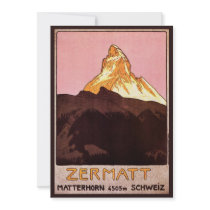 Vintage Travel Poster, Matterhorn, Switzerland Invite