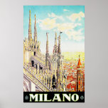 Vintage Travel Poster Milano, Italy
