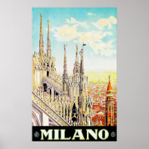 Vintage Travel Poster Milano, Italy