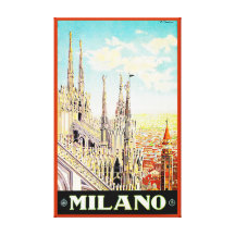 Vintage Travel Poster Milano, Italy Canvas Prints