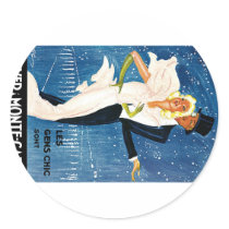 Vintage Travel Poster, Monte Carlo, Monaco Round Sticker