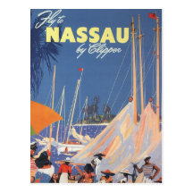 Vintage Travel Poster, Nassau, Florida, Sailboats Postcards