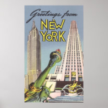 Vintage Travel Poster, New York City Landmarks