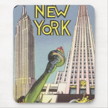 Vintage Travel Poster, New York City Landmarks Mousepads