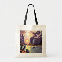 Vintage Travel Poster, Norway Land of Midnight Sun Bag