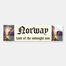Vintage Travel Poster, Norway Land of Midnight Sun Bumper Sticker