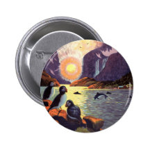 Vintage Travel Poster, Norway Land of Midnight Sun Pinback Button
