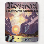 Vintage Travel Poster, Norway Land of Midnight Sun Mouse Pad
