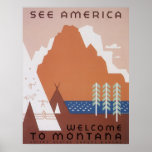 Vintage Travel Poster, See America, Montana