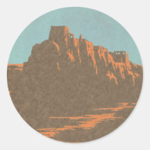 Vintage Travel Poster, Taos, New Mexico Round Stickers