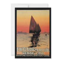 Vintage Travel Poster, Venice Lido, Italy Announcements