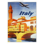 Vintage Travel Poster, Volterra Italy Bridge River Greeting Card