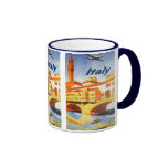 Vintage Travel Poster, Volterra Italy Bridge River Coffee Mug