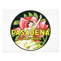 Vintage Travel, Woman Roses, Pasadena California Announcements