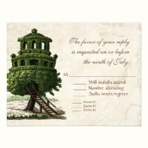 Vintage Tree House Fun Antiqued Parchment Wedding invitations