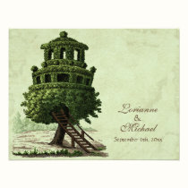 Vintage Tree House Fun Antiqued Parchment Wedding invitations