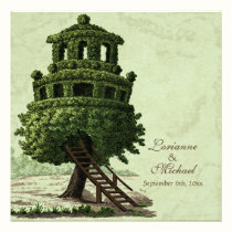 Vintage Tree House Fun Antiqued Parchment Wedding invitations