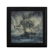 Vintage Trendy Aquarius Zodaic Symbol Jewelry Boxes