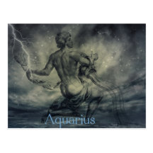 Vintage Trendy Aquarius Zodaic Symbol Post Card