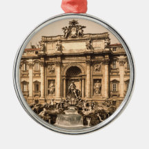 Vintage Trevi Fountain, Rome, Lazio, Italy Christmas Tree Ornament