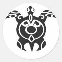 Vintage Tribal Turtle Tattoo Design Round Sticker