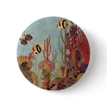Vintage Tropical Fish and Coral in the Ocean Pins