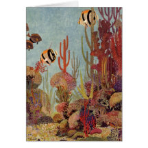 Vintage Tropical Fish and Coral in the Ocean Cards