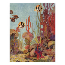 Vintage Tropical Fish and Coral in the Ocean Custom Announcements