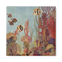 Vintage Tropical Fish and Coral in the Ocean Fridge Magnet