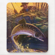 Vintage Trout Fishing; Catch and Release Mousepad