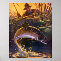 Vintage Trout Fishing; Catch and Release Poster