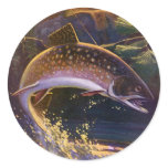 Vintage Trout Fishing; Catch and Release Round Stickers