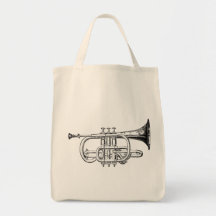 Vintage Trumpet Wood Engraving Tote Bag