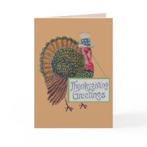 Vintage Turkey Thanksgiving Greetings Greeting Card