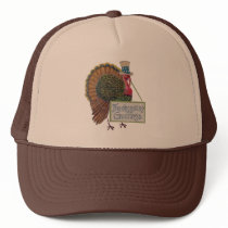 Vintage Turkey Thanksgiving Greetings Mesh Hats
