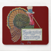 Vintage Turkey Thanksgiving Greetings Mouse Pad